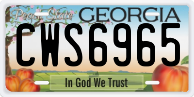 GA license plate CWS6965
