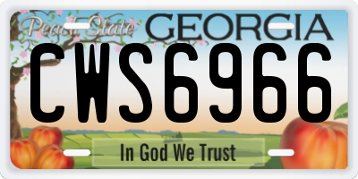 GA license plate CWS6966