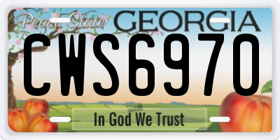 GA license plate CWS6970
