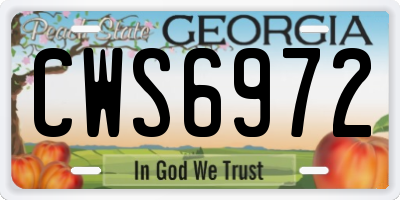 GA license plate CWS6972