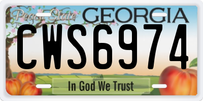 GA license plate CWS6974