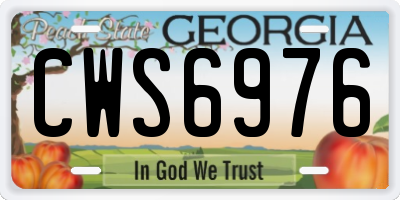GA license plate CWS6976