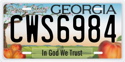 GA license plate CWS6984