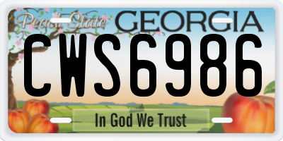 GA license plate CWS6986