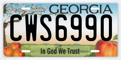 GA license plate CWS6990