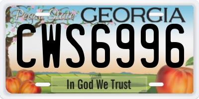 GA license plate CWS6996