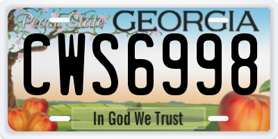 GA license plate CWS6998