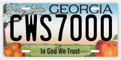 GA license plate CWS7000