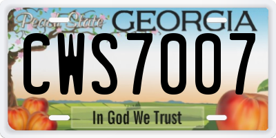 GA license plate CWS7007