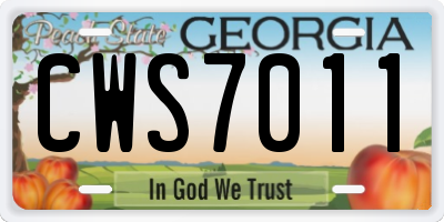 GA license plate CWS7011
