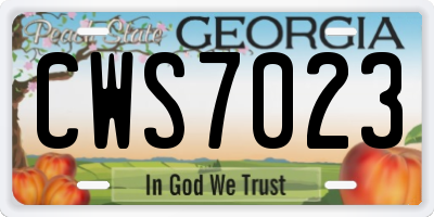 GA license plate CWS7023