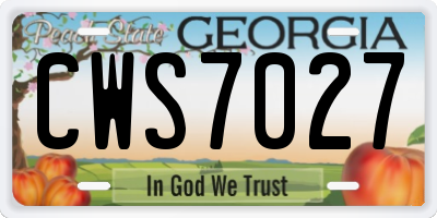 GA license plate CWS7027
