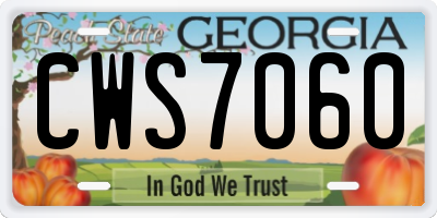 GA license plate CWS7060