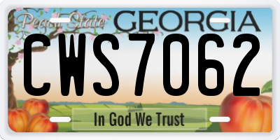 GA license plate CWS7062