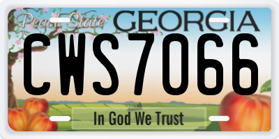 GA license plate CWS7066