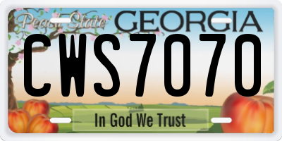 GA license plate CWS7070
