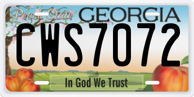 GA license plate CWS7072