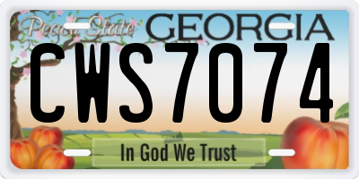 GA license plate CWS7074