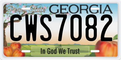 GA license plate CWS7082