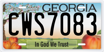 GA license plate CWS7083