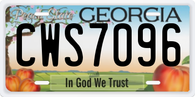 GA license plate CWS7096
