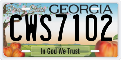 GA license plate CWS7102