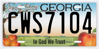 GA license plate CWS7104