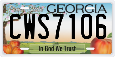GA license plate CWS7106