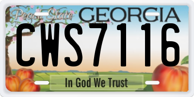 GA license plate CWS7116