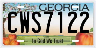 GA license plate CWS7122