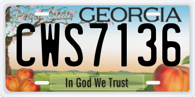 GA license plate CWS7136