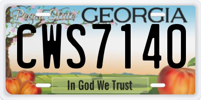 GA license plate CWS7140