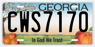 GA license plate CWS7170