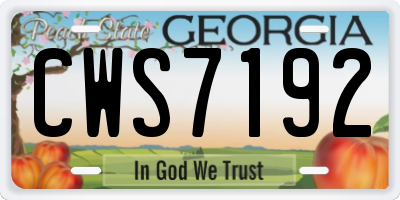 GA license plate CWS7192