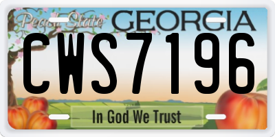 GA license plate CWS7196