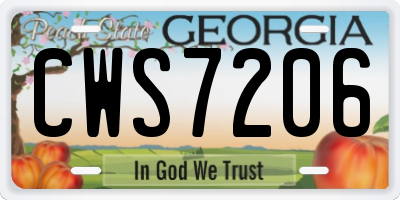 GA license plate CWS7206