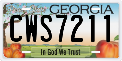 GA license plate CWS7211