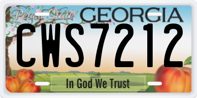GA license plate CWS7212