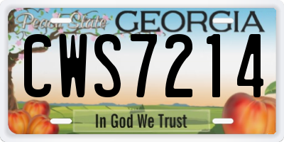 GA license plate CWS7214