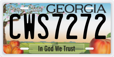 GA license plate CWS7272