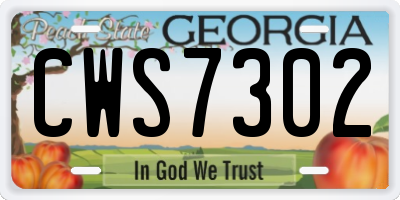 GA license plate CWS7302