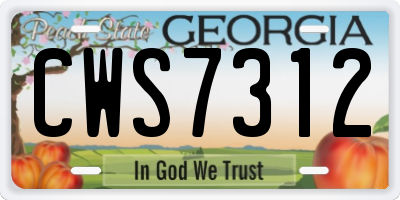 GA license plate CWS7312