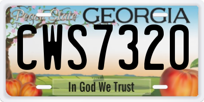 GA license plate CWS7320