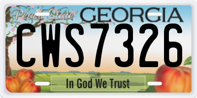 GA license plate CWS7326