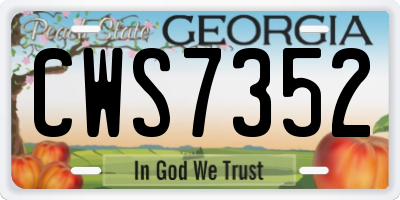 GA license plate CWS7352