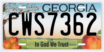 GA license plate CWS7362