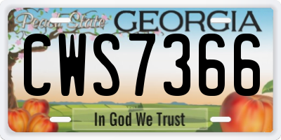 GA license plate CWS7366