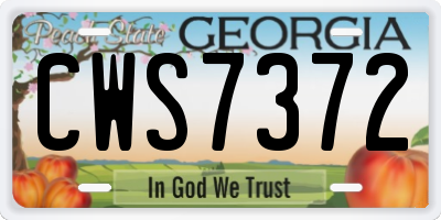 GA license plate CWS7372