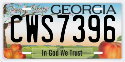GA license plate CWS7396