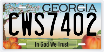 GA license plate CWS7402